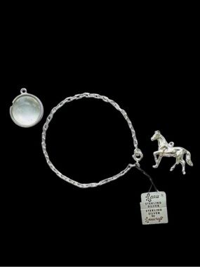 Beau Beaucraft Vintage .925 Sterling Silver Charm Bracelet with 2 Charms